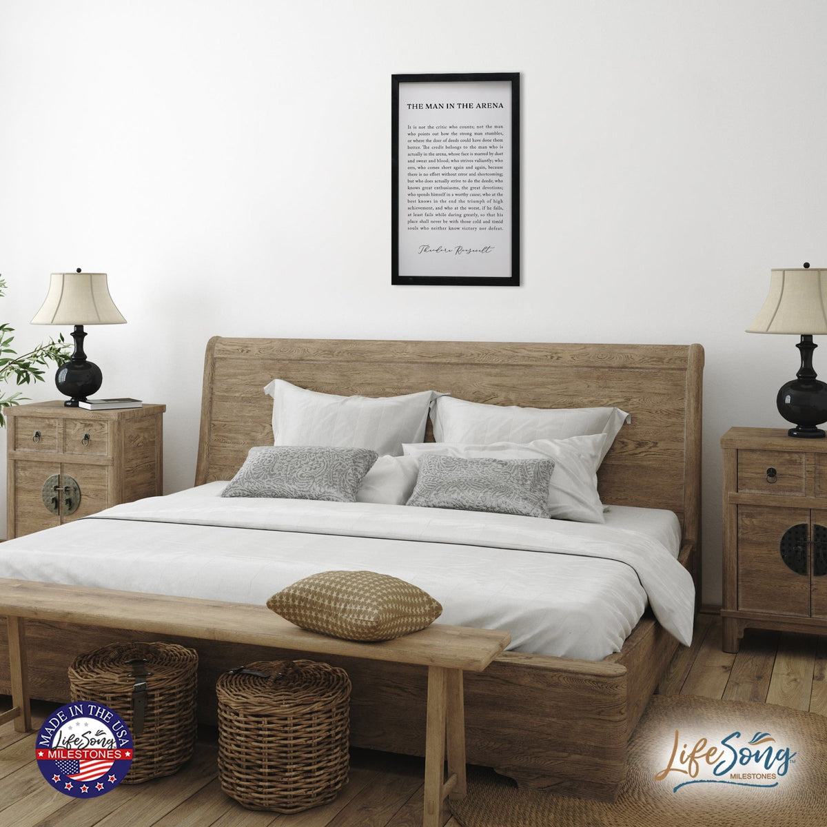 Inspiring Modern Black Framed Shadow Box - The Man In The Arena - LifeSong Milestones