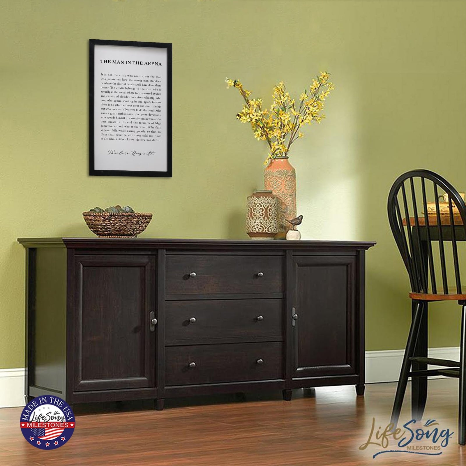 Inspiring Modern Black Framed Shadow Box - The Man In The Arena - LifeSong Milestones