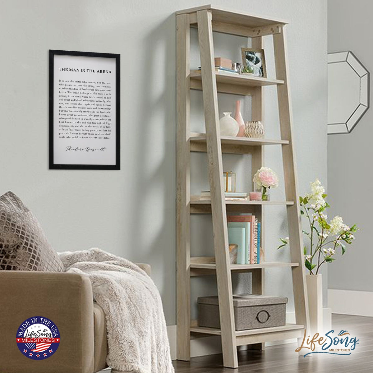 Inspiring Modern Black Framed Shadow Box - The Man In The Arena - LifeSong Milestones