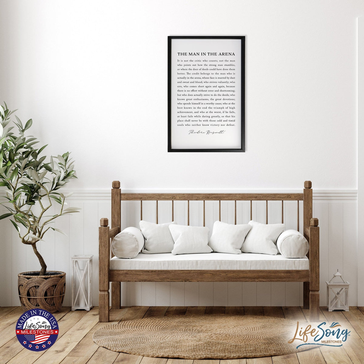 Inspiring Modern Black Framed Shadow Box - The Man In The Arena - LifeSong Milestones