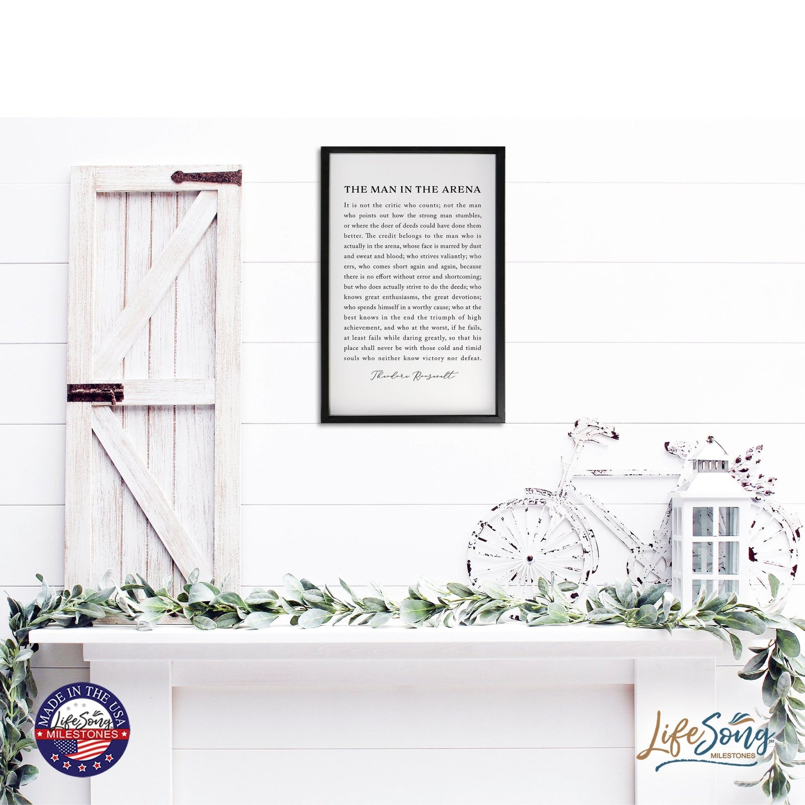 Inspiring Modern Black Framed Shadow Box - The Man In The Arena - LifeSong Milestones