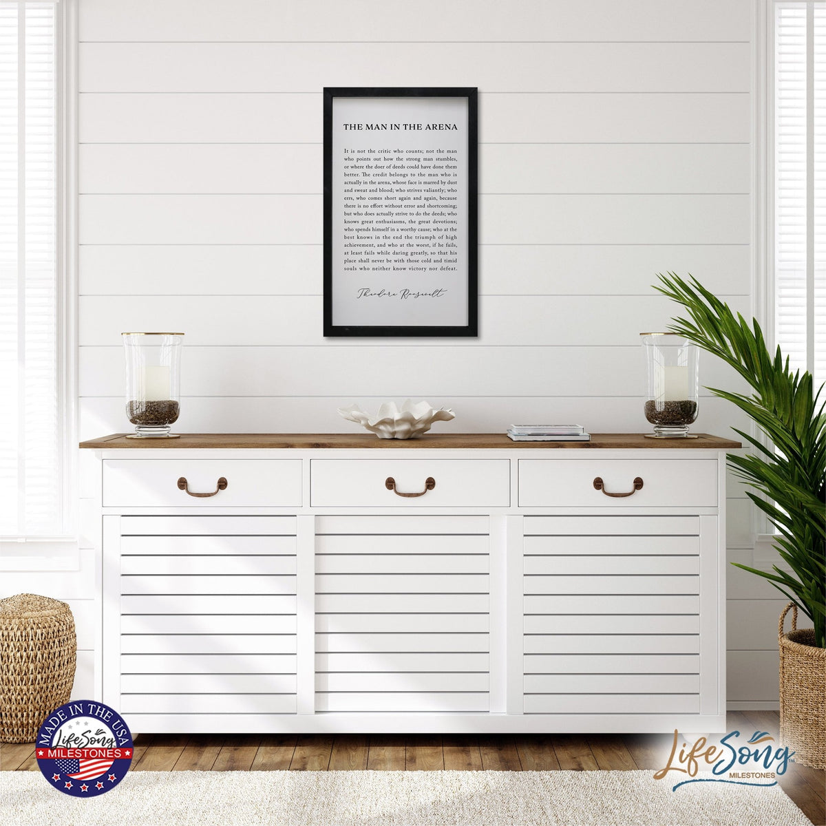 Inspiring Modern Black Framed Shadow Box - The Man In The Arena - LifeSong Milestones