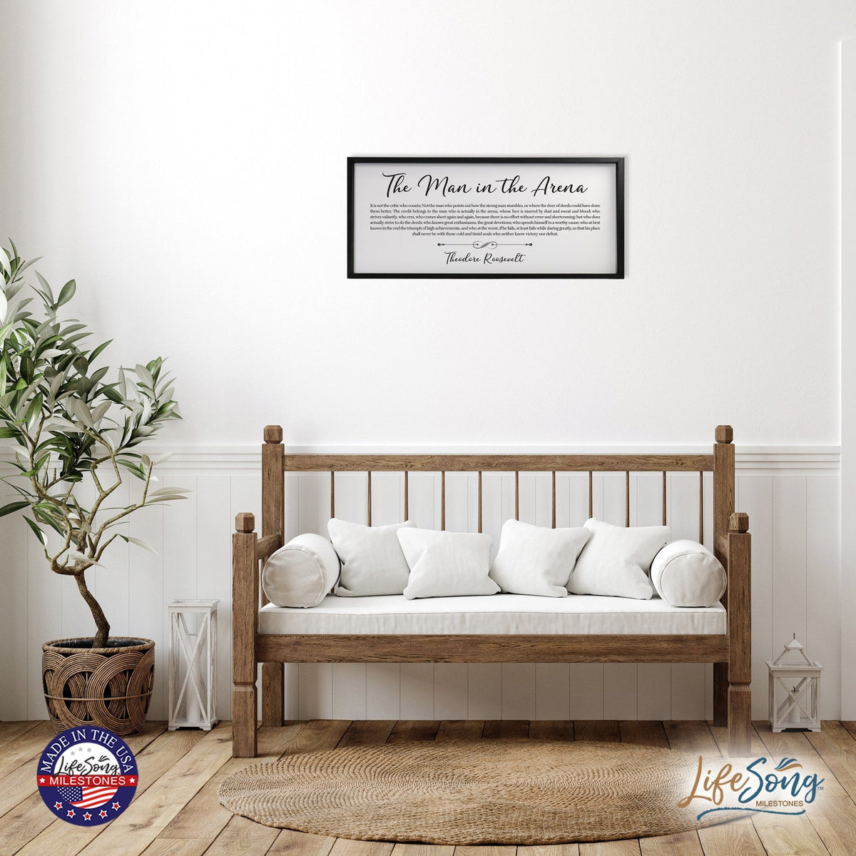 Inspiring Modern Black Framed Shadow Box - The Man In The Arena - LifeSong Milestones