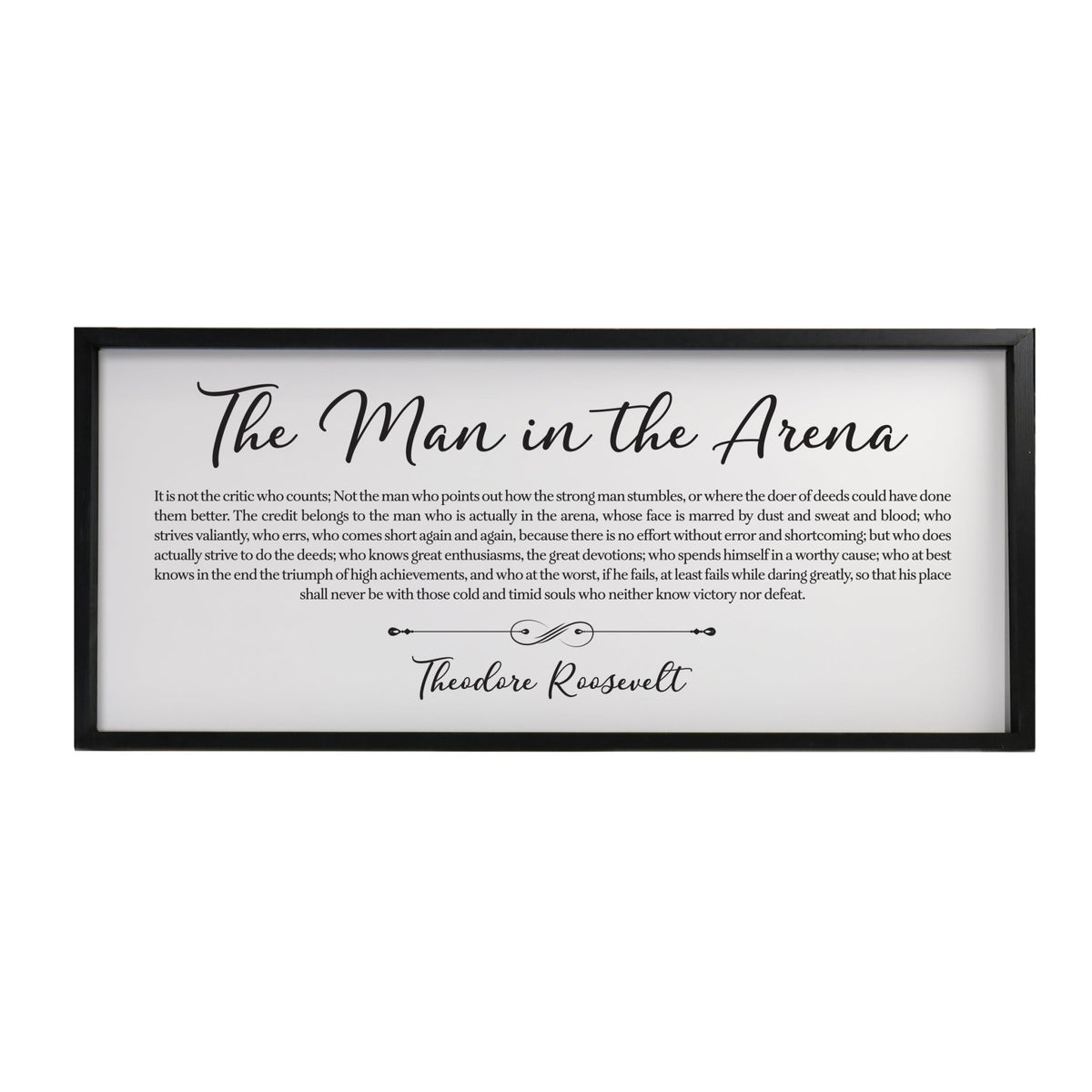 Inspiring Modern Black Framed Shadow Box - The Man In The Arena - LifeSong Milestones