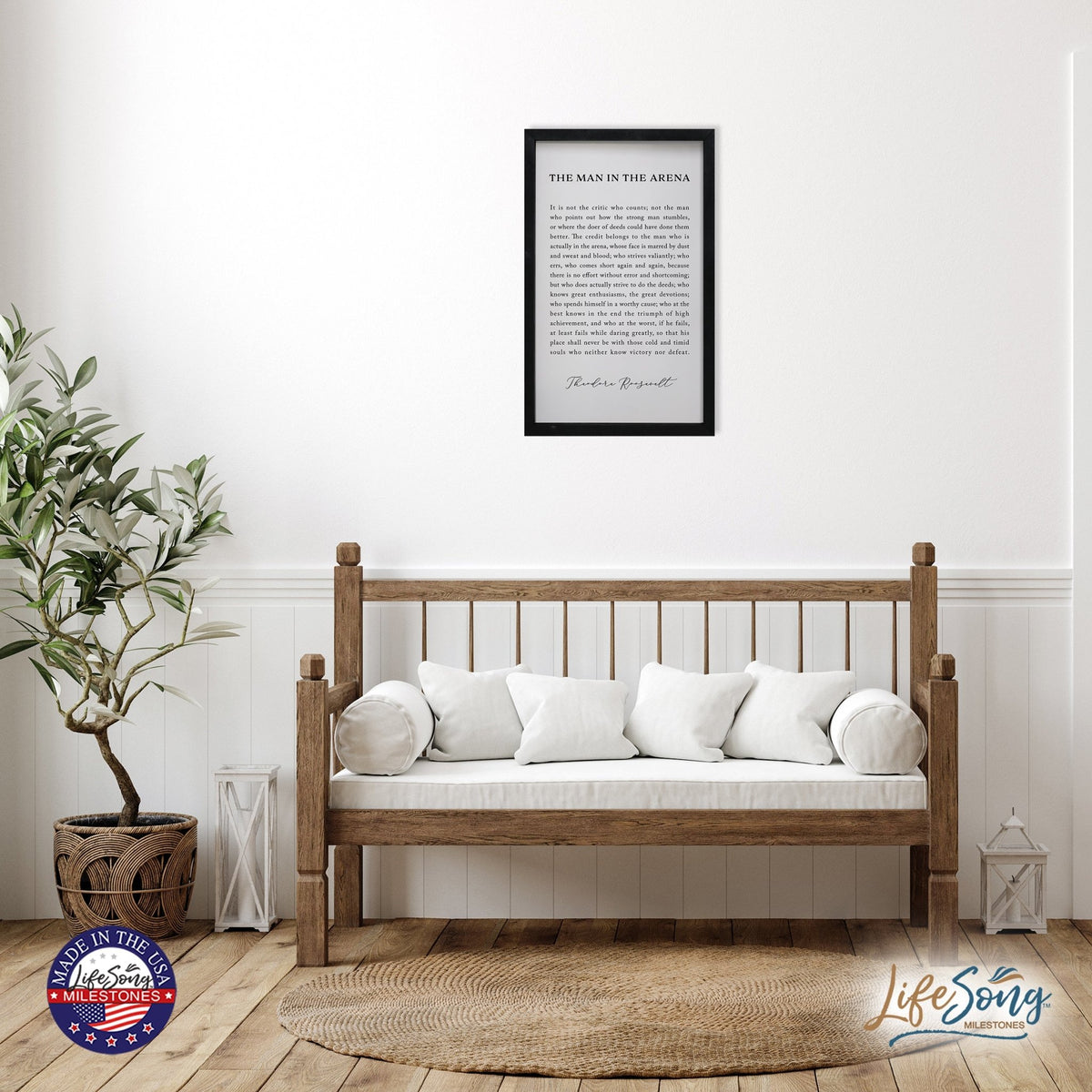 Inspiring Modern Black Framed Shadow Box - The Man In The Arena - LifeSong Milestones