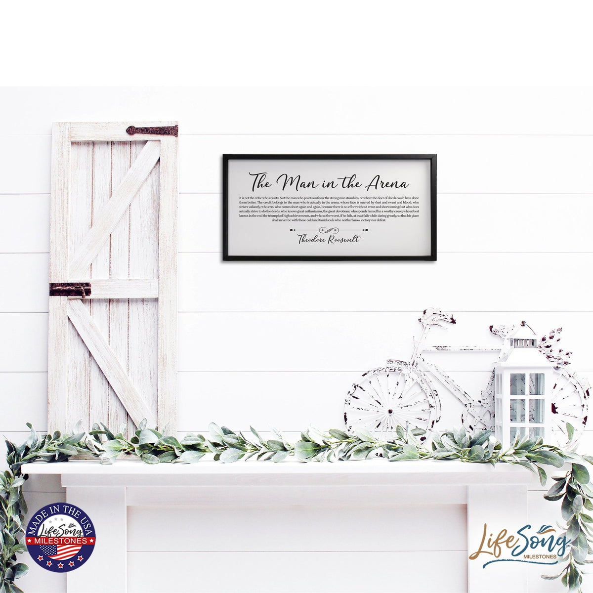 Inspiring Modern Black Framed Shadow Box - The Man In The Arena - LifeSong Milestones