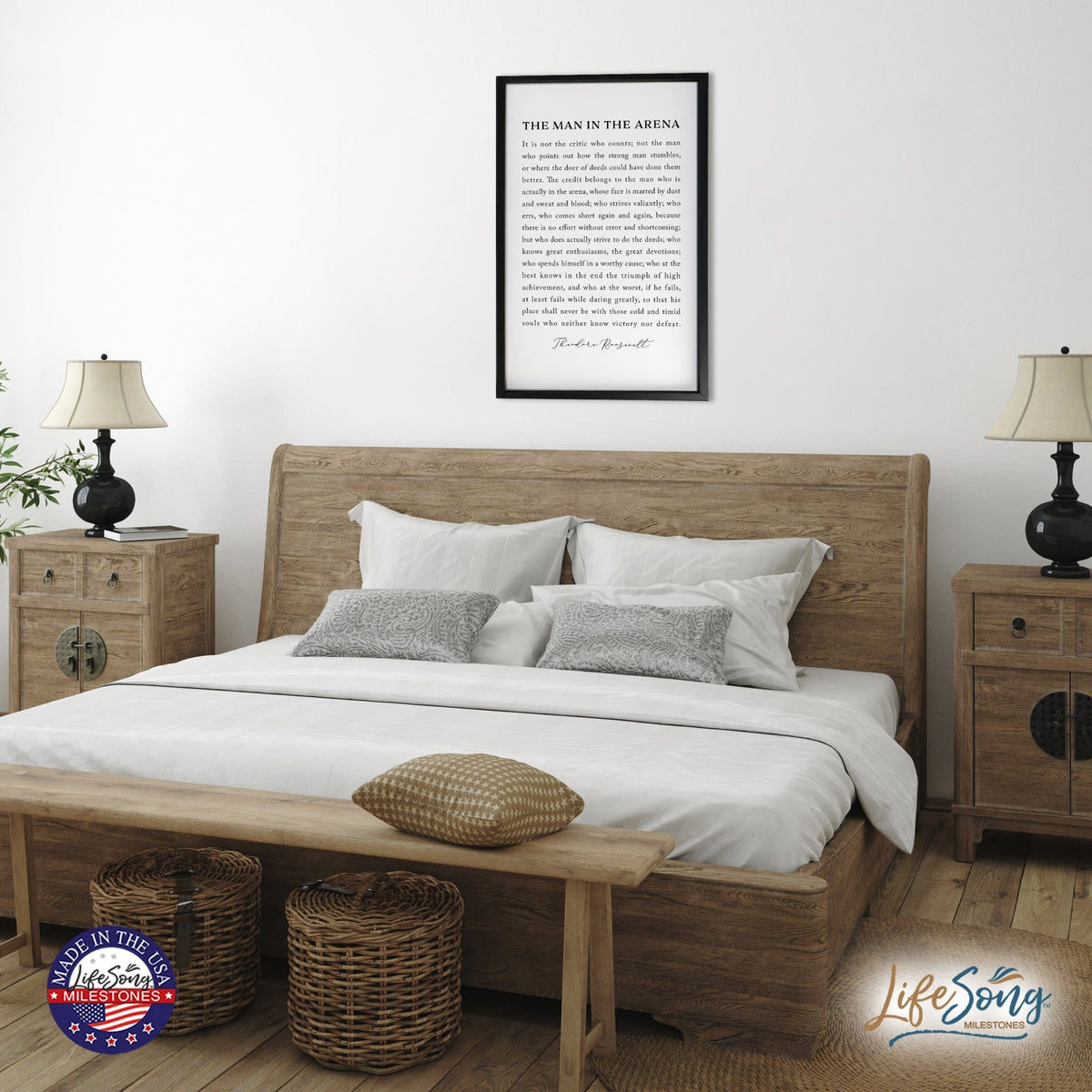 Inspiring Modern Black Framed Shadow Box - The Man In The Arena - LifeSong Milestones