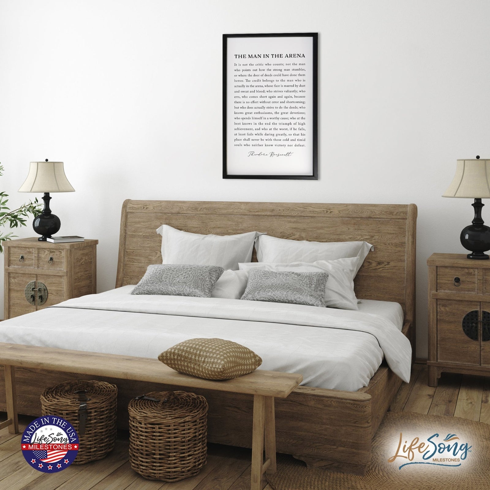 Inspiring Modern Black Framed Shadow Box - The Man In The Arena - LifeSong Milestones