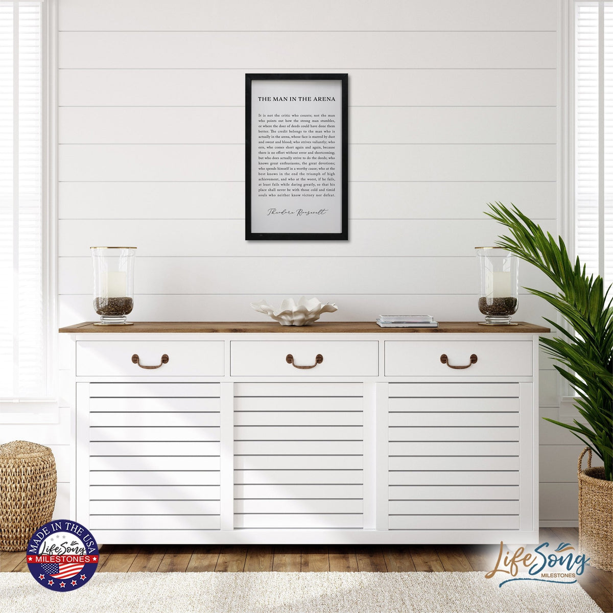 Inspiring Modern Black Framed Shadow Box - The Man In The Arena - LifeSong Milestones