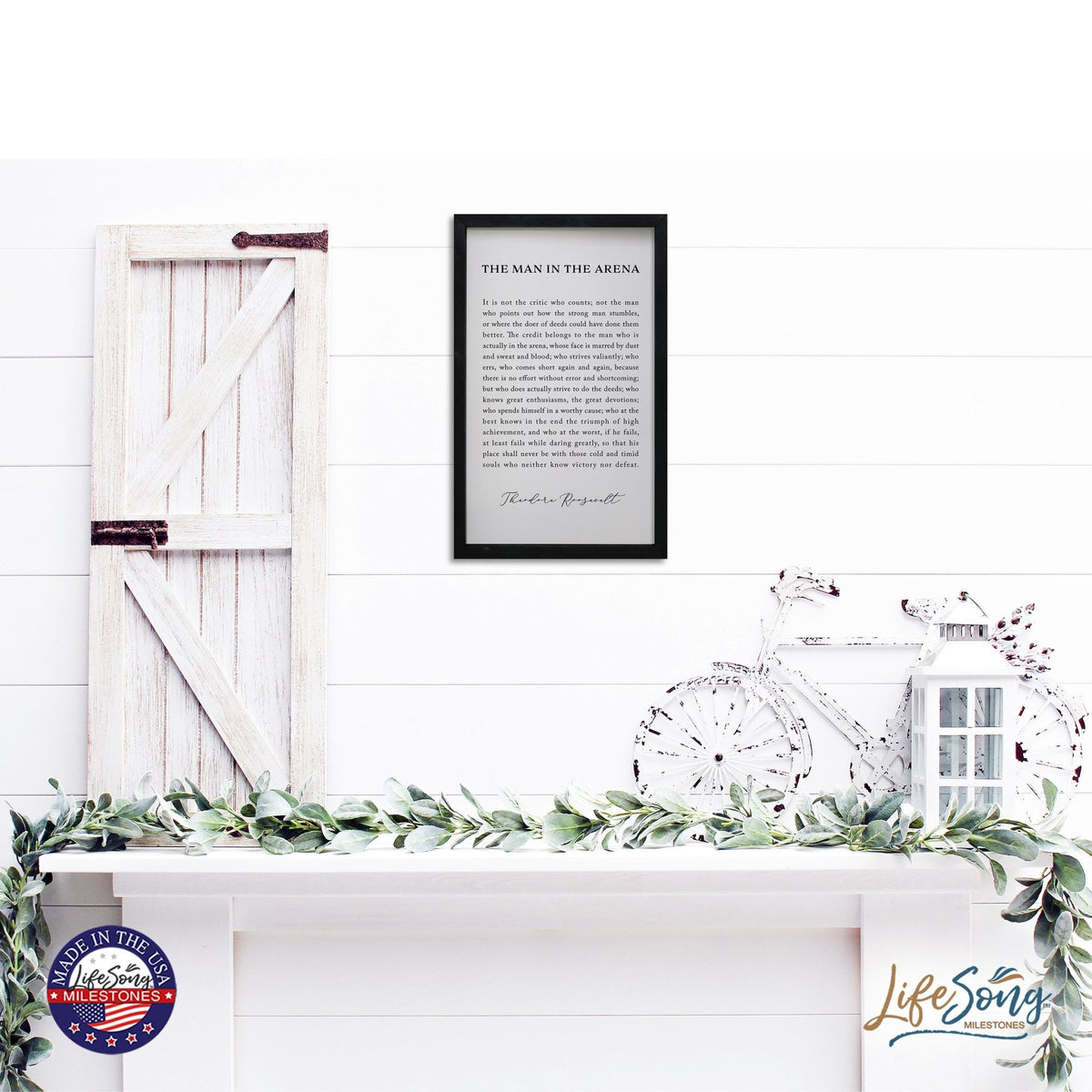 Inspiring Modern Black Framed Shadow Box - The Man In The Arena - LifeSong Milestones