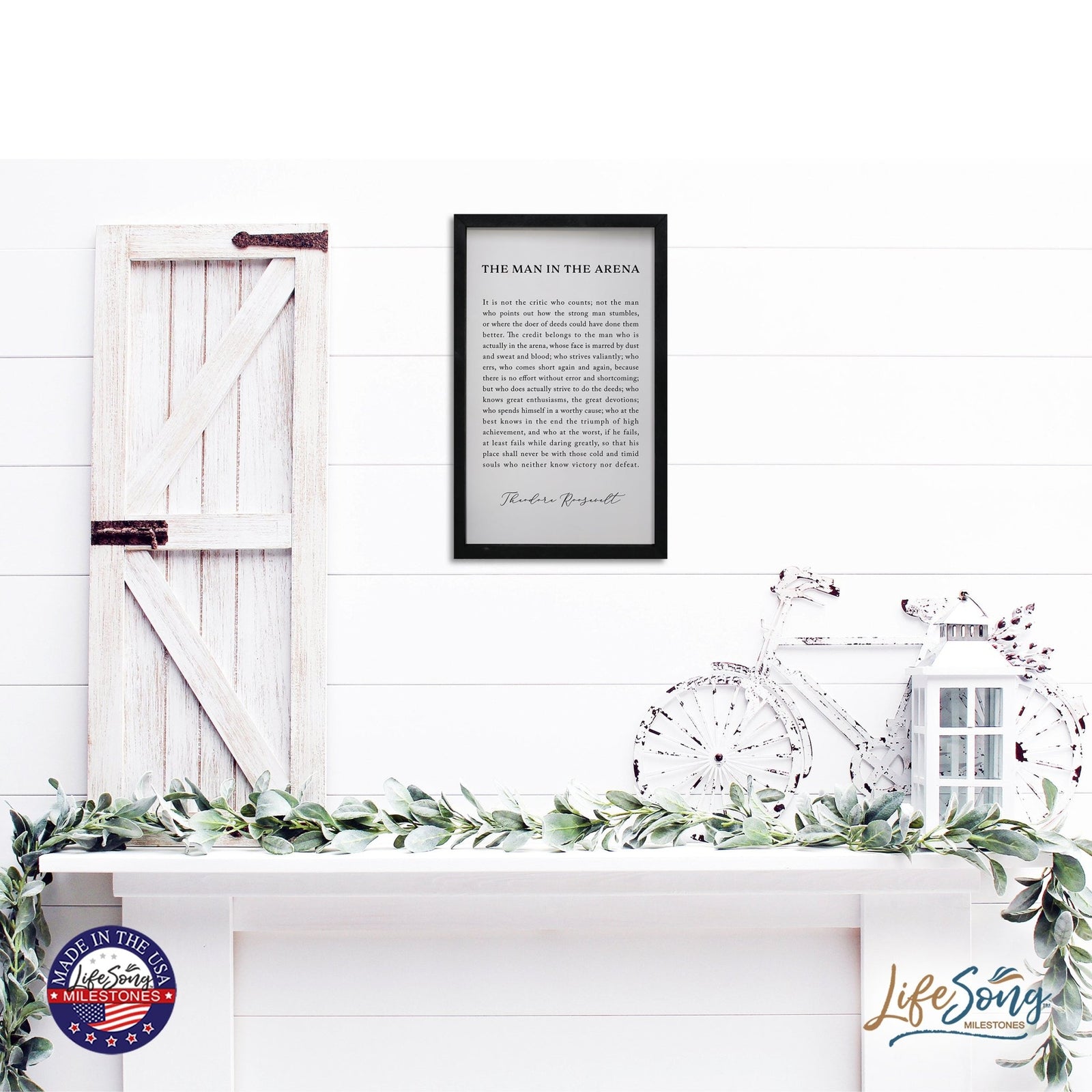 Inspiring Modern Black Framed Shadow Box - The Man In The Arena - LifeSong Milestones