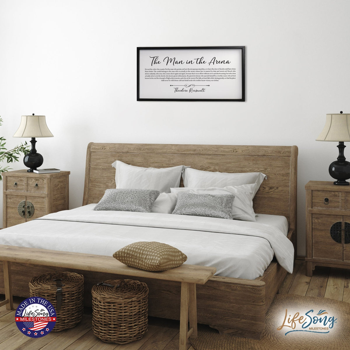 Inspiring Modern Black Framed Shadow Box - The Man In The Arena - LifeSong Milestones