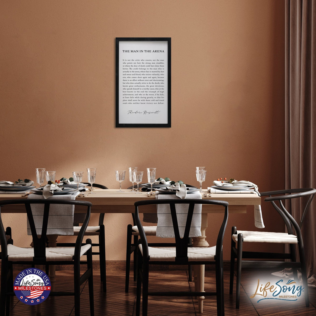 Inspiring Modern Black Framed Shadow Box - The Man In The Arena - LifeSong Milestones