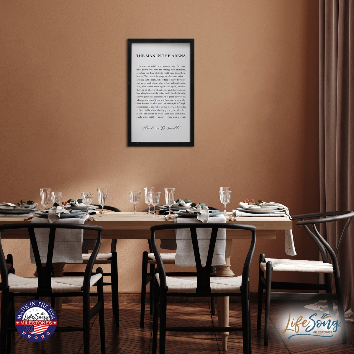 Inspiring Modern Black Framed Shadow Box - The Man In The Arena - LifeSong Milestones