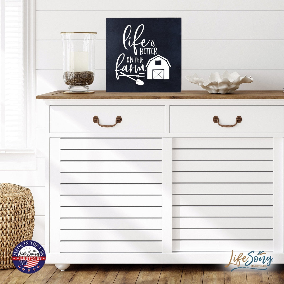 Inspiring Modern Framed Shadow Box 10x10 Life Is Better - LifeSong Milestones