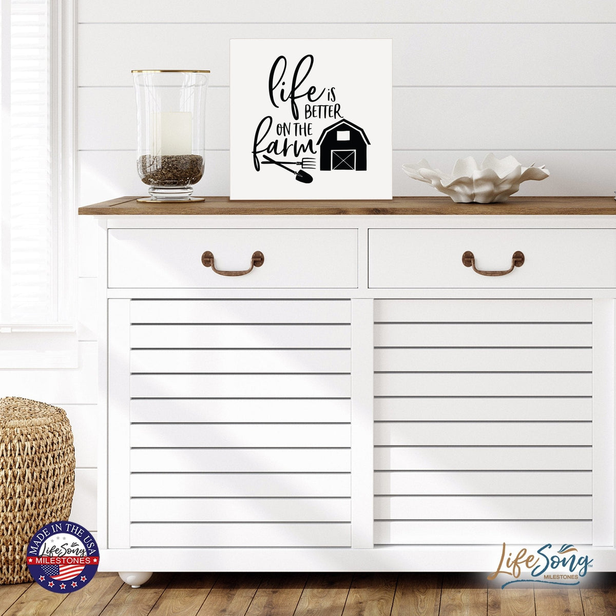 Inspiring Modern Framed Shadow Box 10x10 Life Is Better - LifeSong Milestones