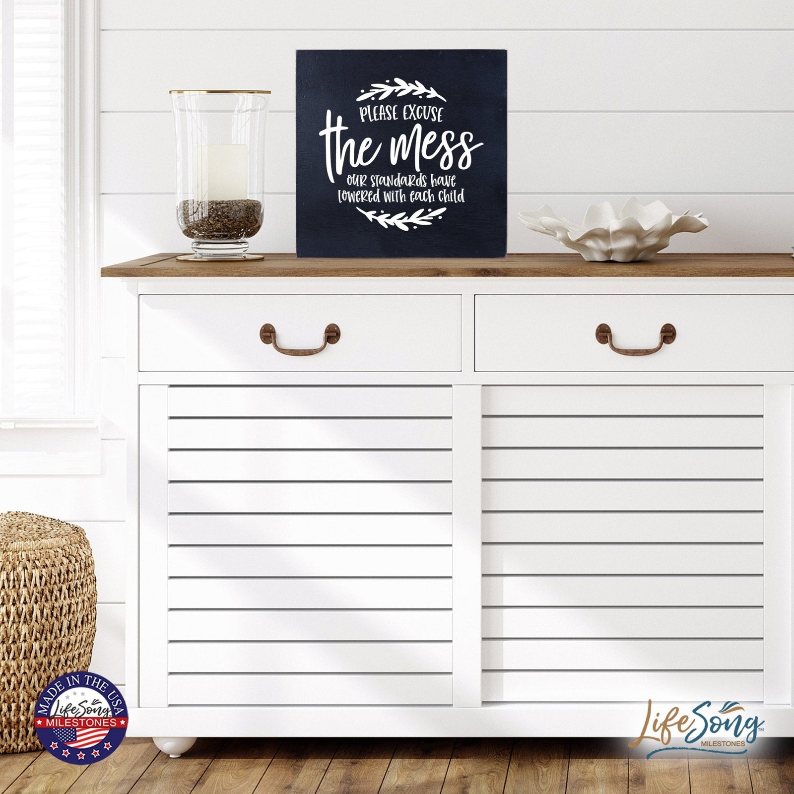 Inspiring Modern Framed Shadow Box 10x10 Please Excuse - LifeSong Milestones