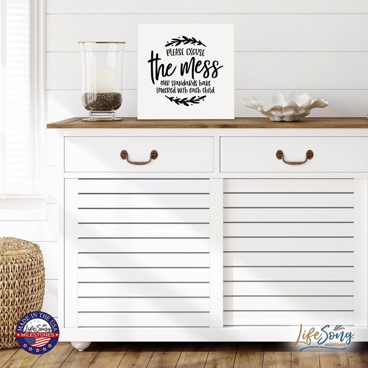Inspiring Modern Framed Shadow Box 10x10 Please Excuse - LifeSong Milestones