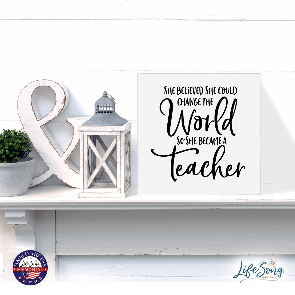 Inspiring Modern Framed Shadow Box 10x10 She Believed She Could - LifeSong Milestones