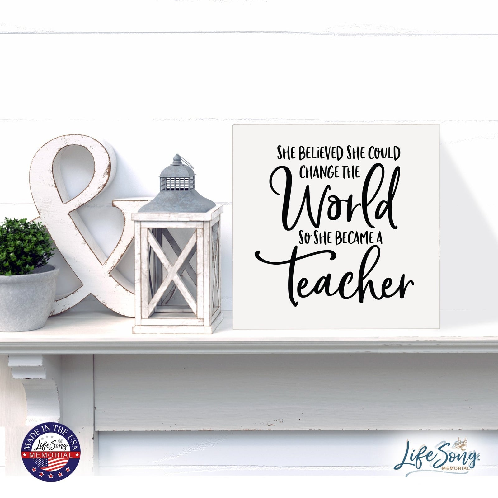 Inspiring Modern Framed Shadow Box 10x10 She Believed She Could - LifeSong Milestones