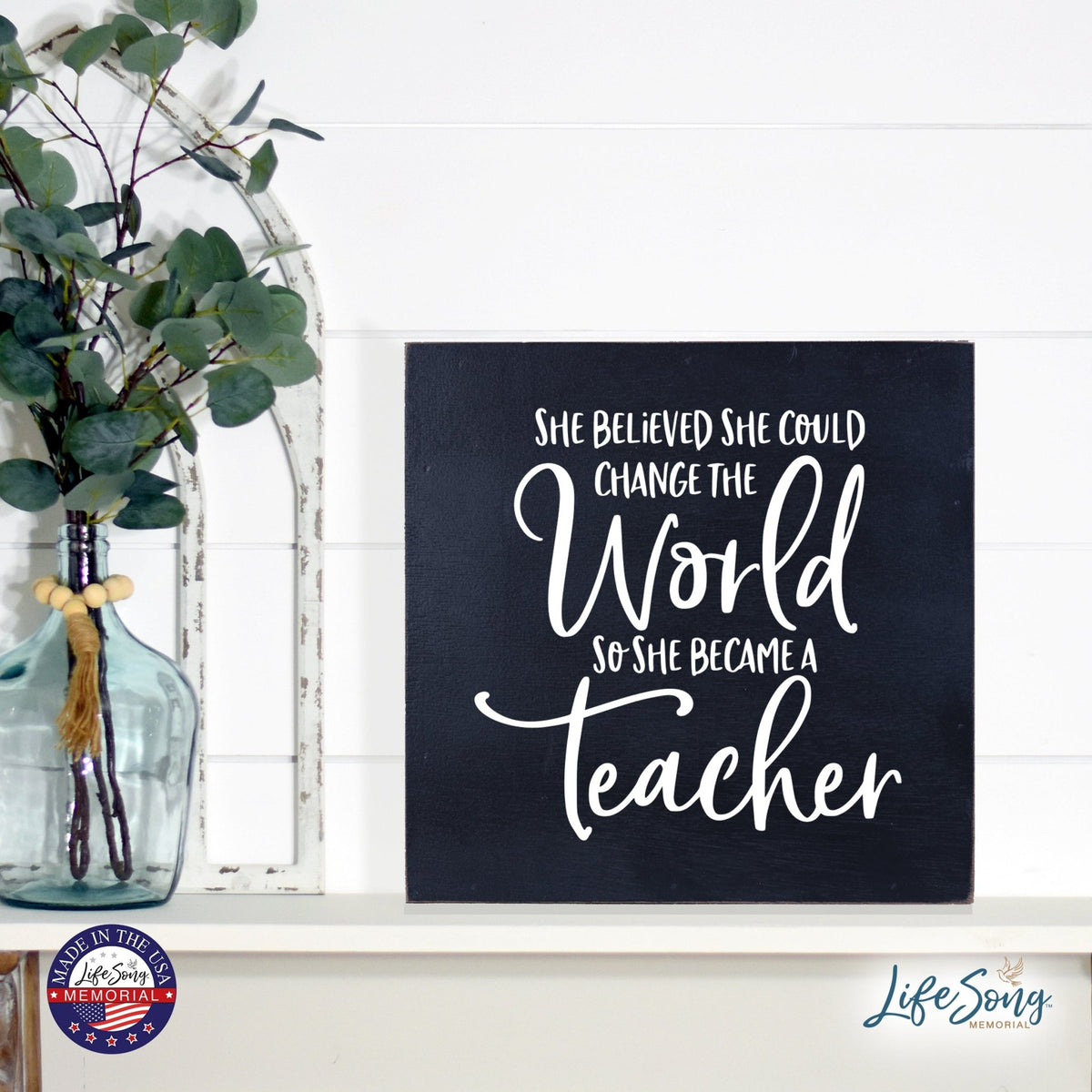 Inspiring Modern Framed Shadow Box 10x10 She Believed She Could - LifeSong Milestones