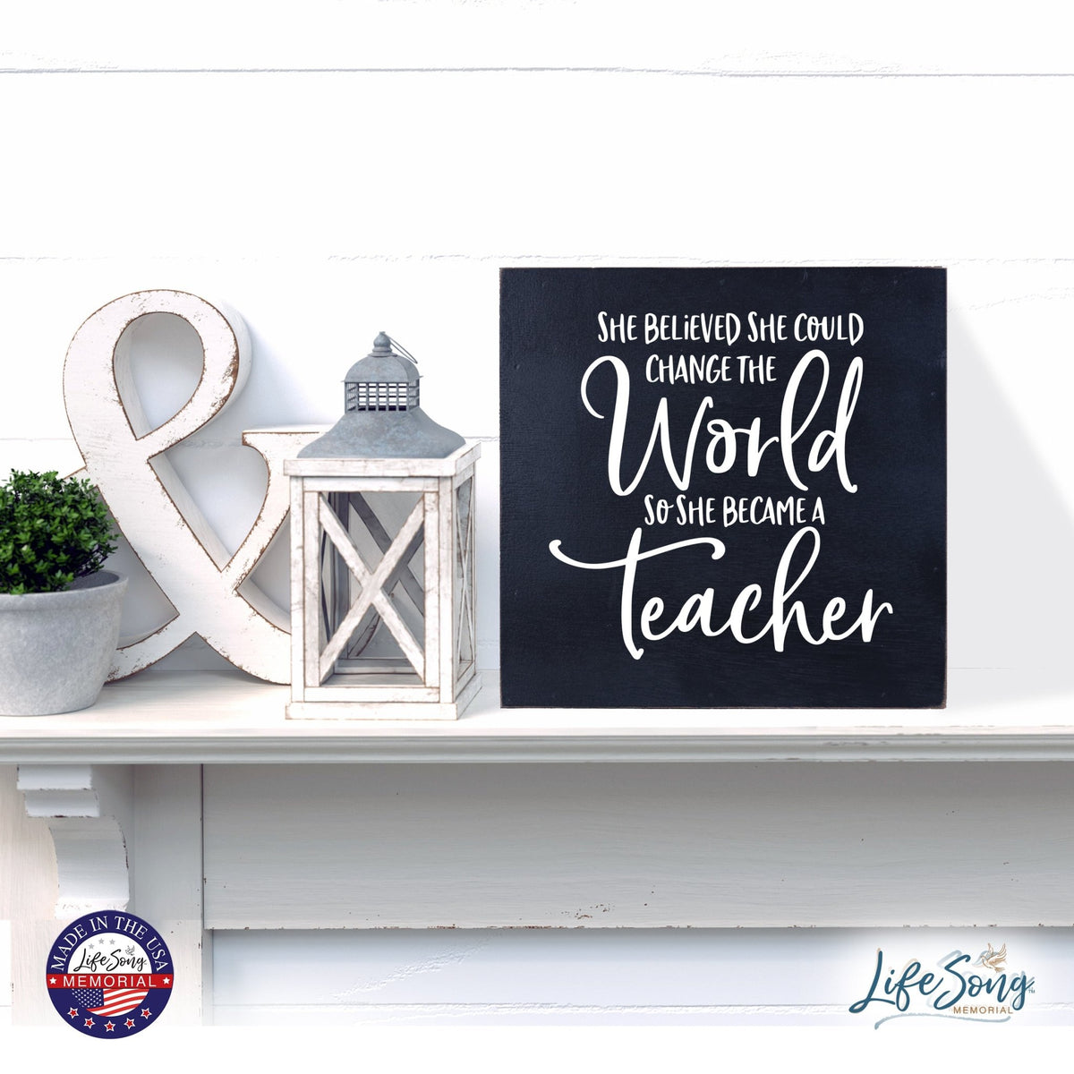 Inspiring Modern Framed Shadow Box 10x10 She Believed She Could - LifeSong Milestones