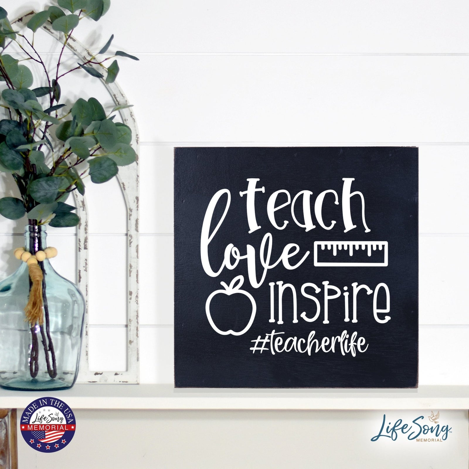 Inspiring Modern Framed Shadow Box 10x10 Teach Love Inspire - LifeSong Milestones