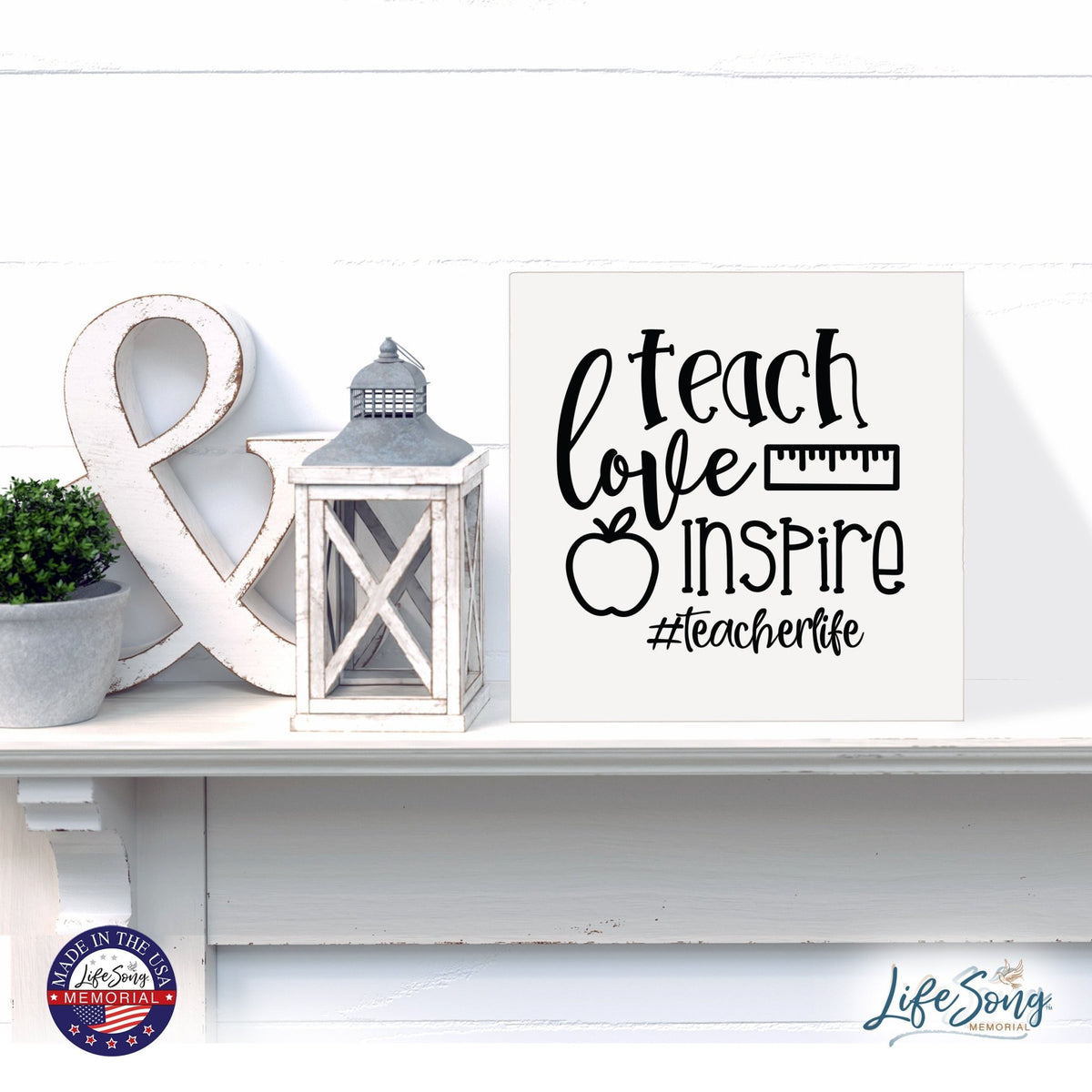 Inspiring Modern Framed Shadow Box 10x10 Teach Love Inspire - LifeSong Milestones