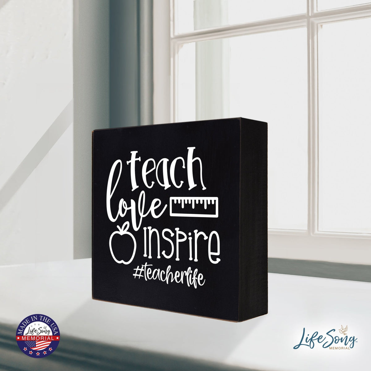 Inspiring Modern Framed Shadow Box 10x10 Teach Love Inspire - LifeSong Milestones