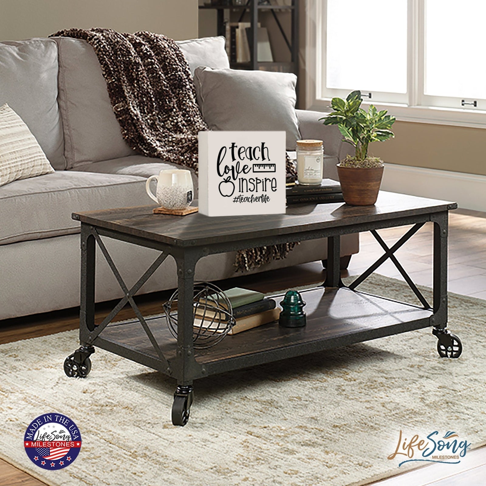 Inspiring Modern Framed Shadow Box 10x10 Teach Love Inspire - LifeSong Milestones