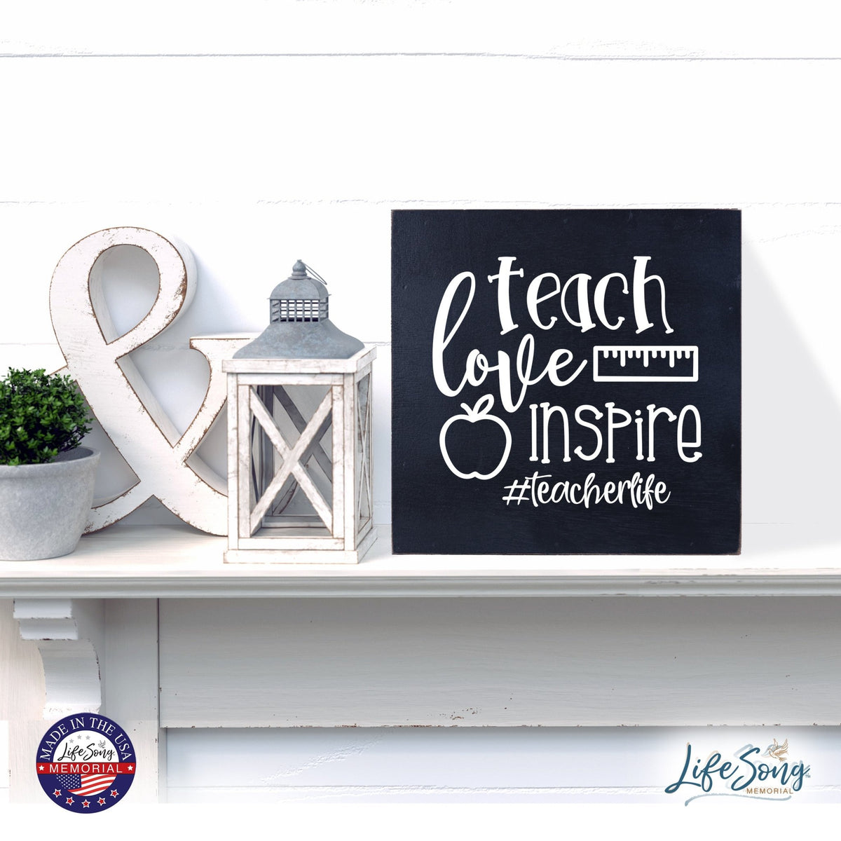 Inspiring Modern Framed Shadow Box 10x10 Teach Love Inspire - LifeSong Milestones