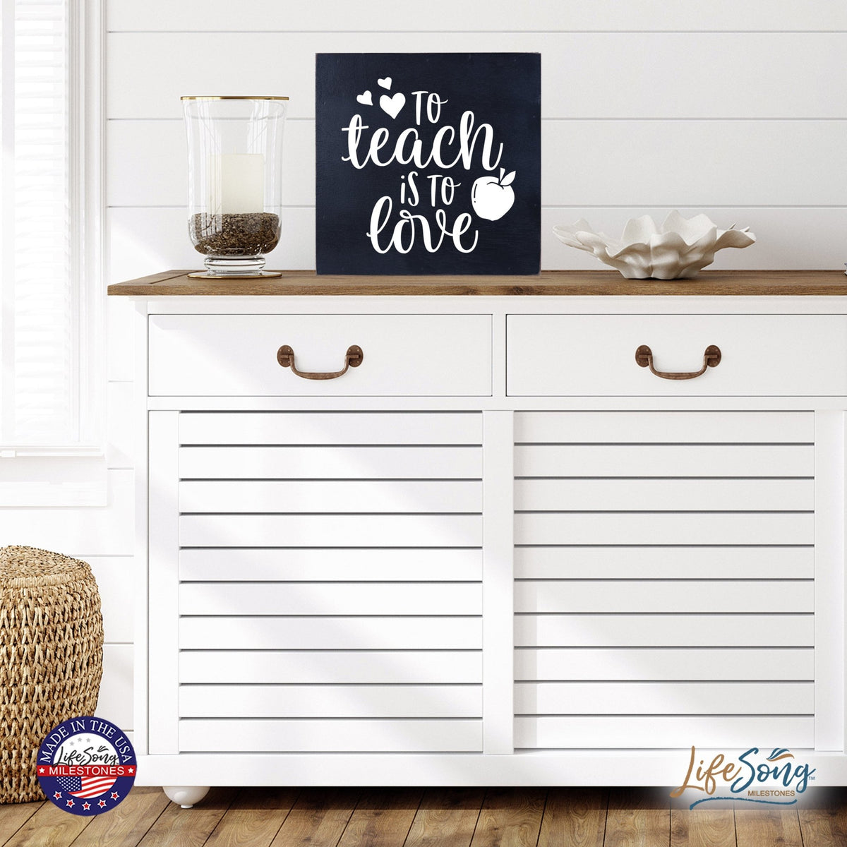 Inspiring Modern Framed Shadow Box 10x10 To Teach Is To - LifeSong Milestones