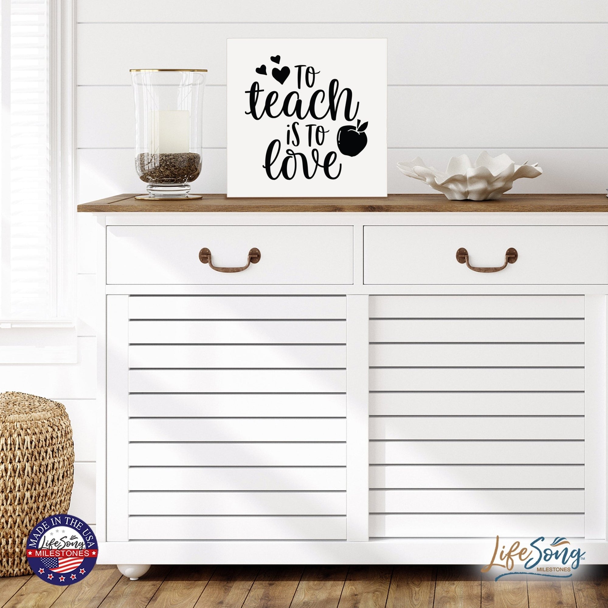 Inspiring Modern Framed Shadow Box 10x10 To Teach Is To - LifeSong Milestones