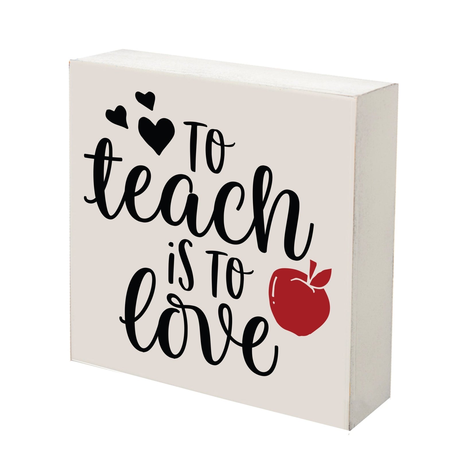 Inspiring Modern Framed Shadow Box 10x10 To Teach Is To (Red Apple) - LifeSong Milestones