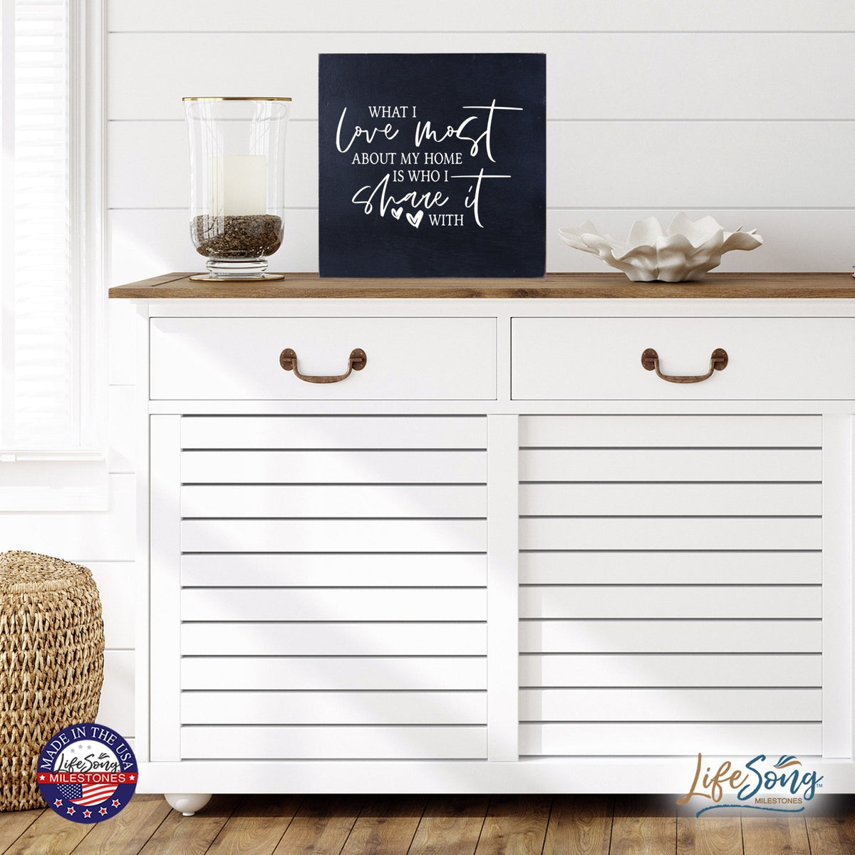 Inspiring Modern Framed Shadow Box 10x10 What I Love Most - LifeSong Milestones