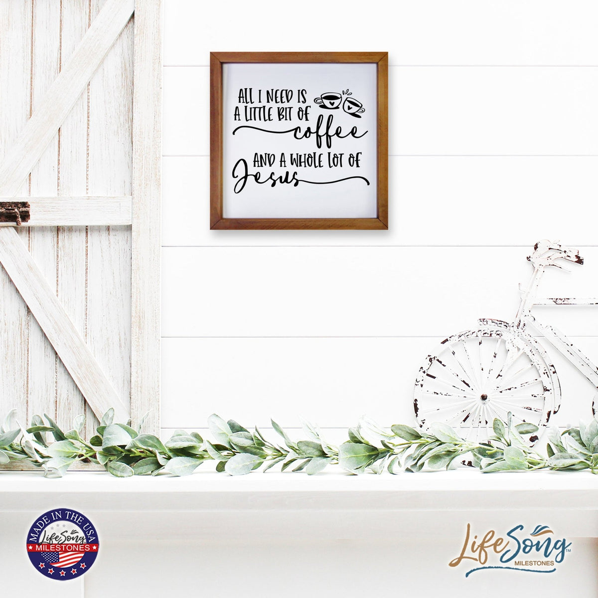 Inspiring Modern Framed Shadow Box 7x7in - All I Need Is A Little Bit Of Coffee - LifeSong Milestones