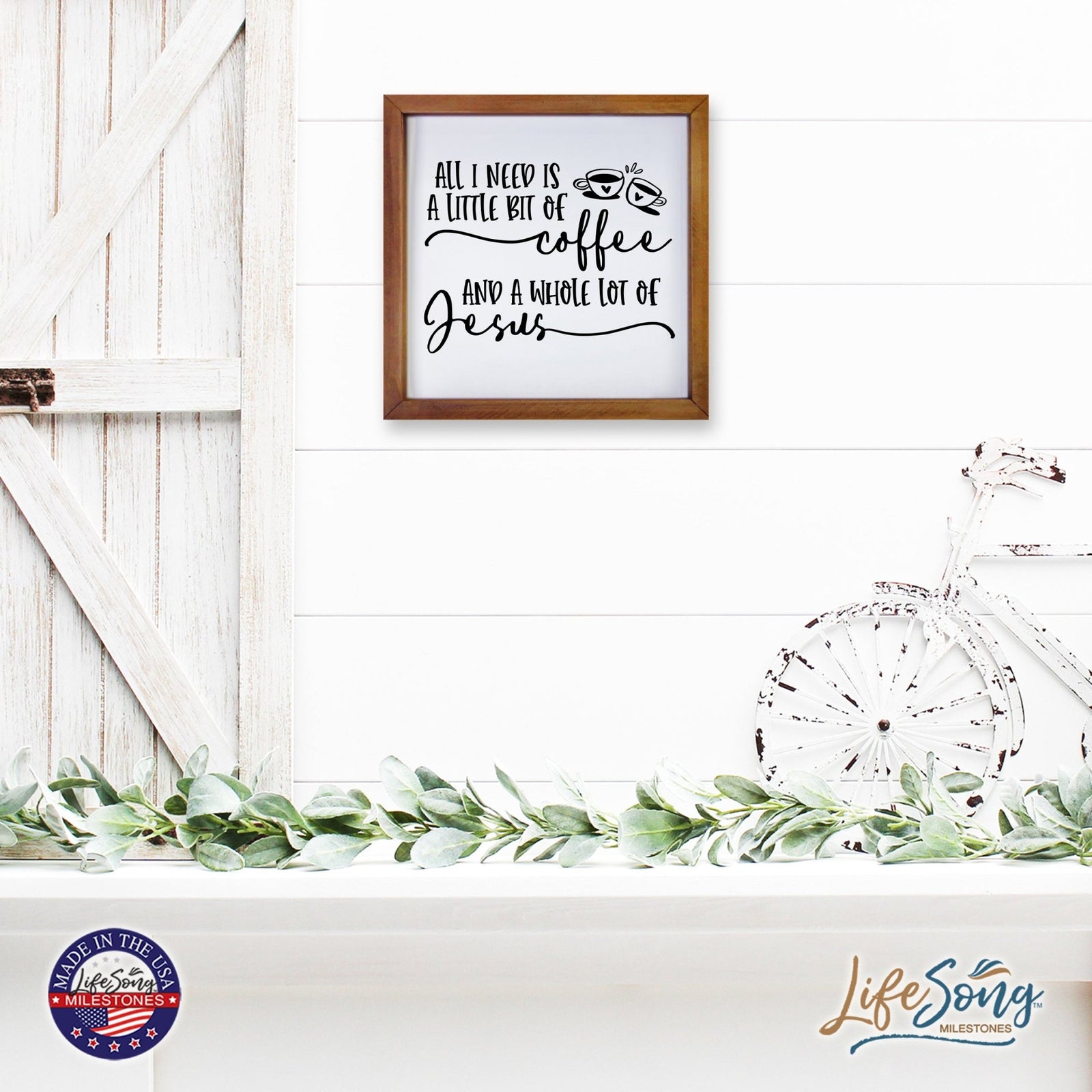 Inspiring Modern Framed Shadow Box 7x7in - All I Need Is A Little Bit Of Coffee - LifeSong Milestones