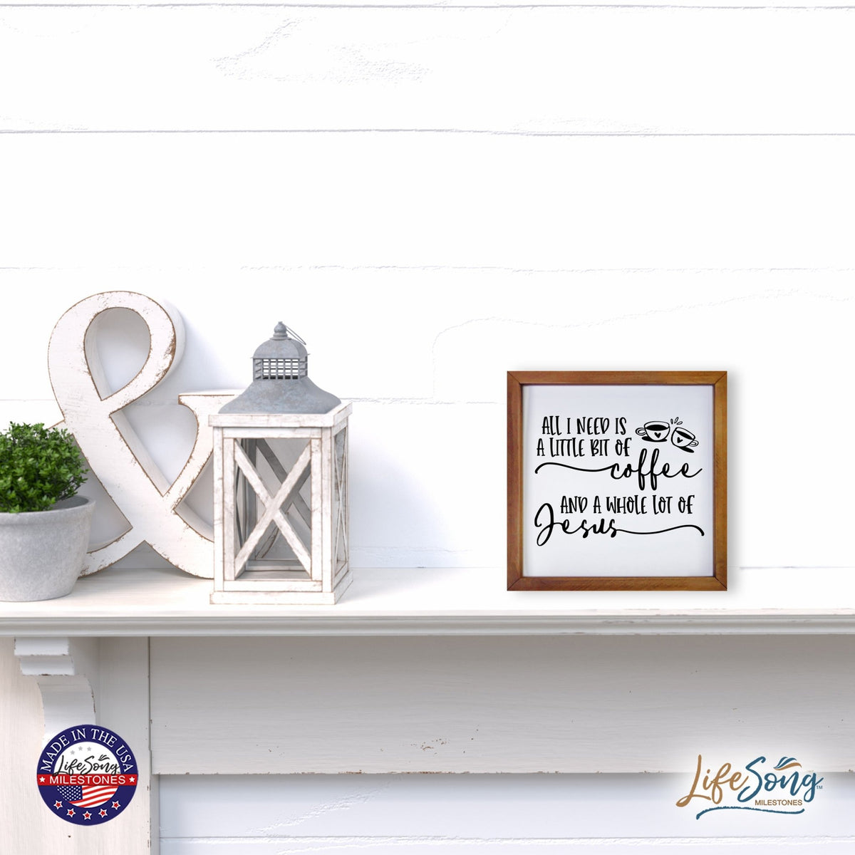 Inspiring Modern Framed Shadow Box 7x7in - All I Need Is A Little Bit Of Coffee - LifeSong Milestones