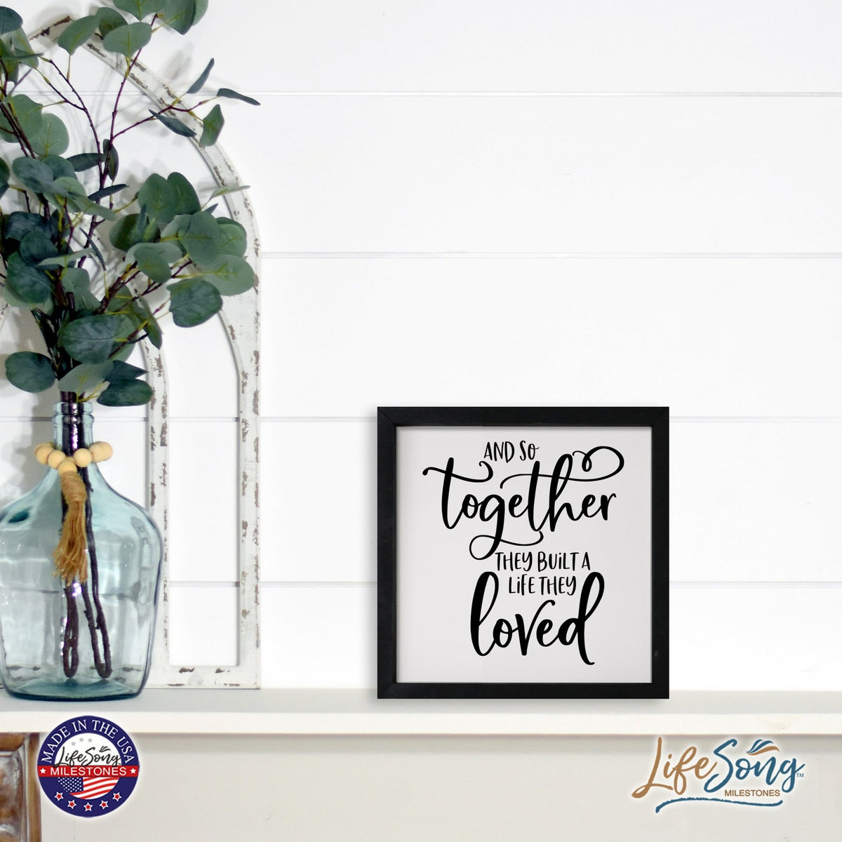 Inspiring Modern Framed Shadow Box 7x7in - And So Together They Built A Life - LifeSong Milestones