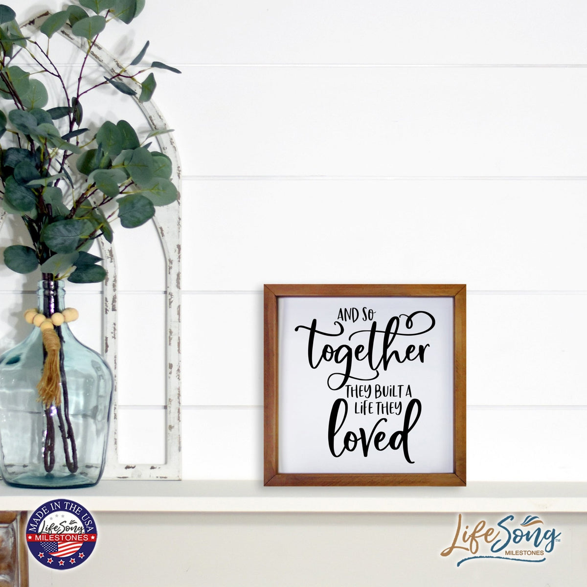 Inspiring Modern Framed Shadow Box 7x7in - And So Together They Built A Life - LifeSong Milestones