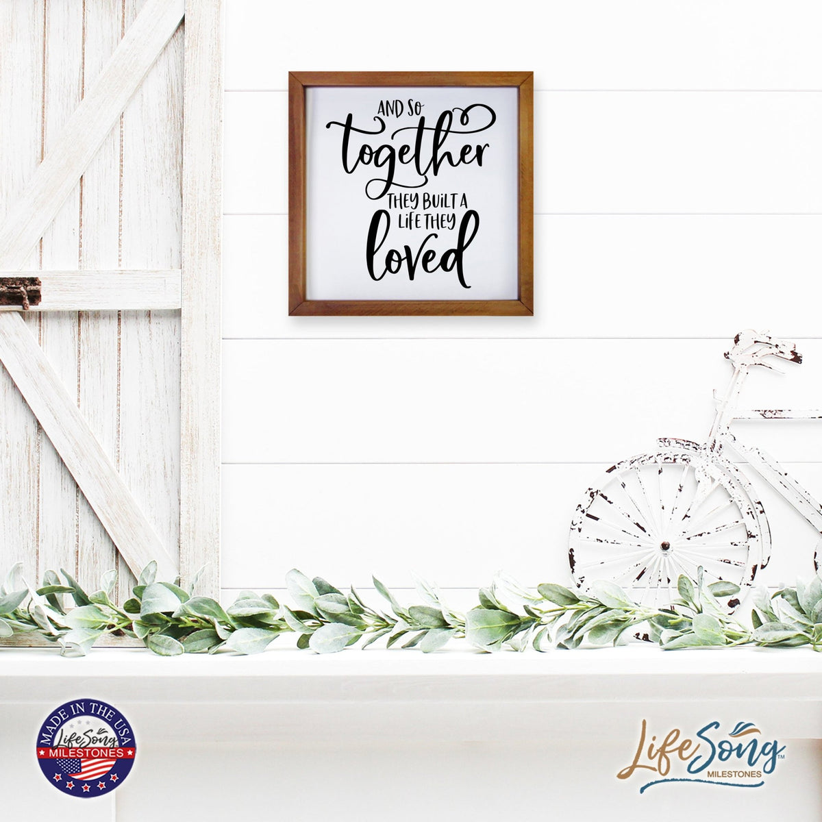 Inspiring Modern Framed Shadow Box 7x7in - And So Together They Built A Life - LifeSong Milestones