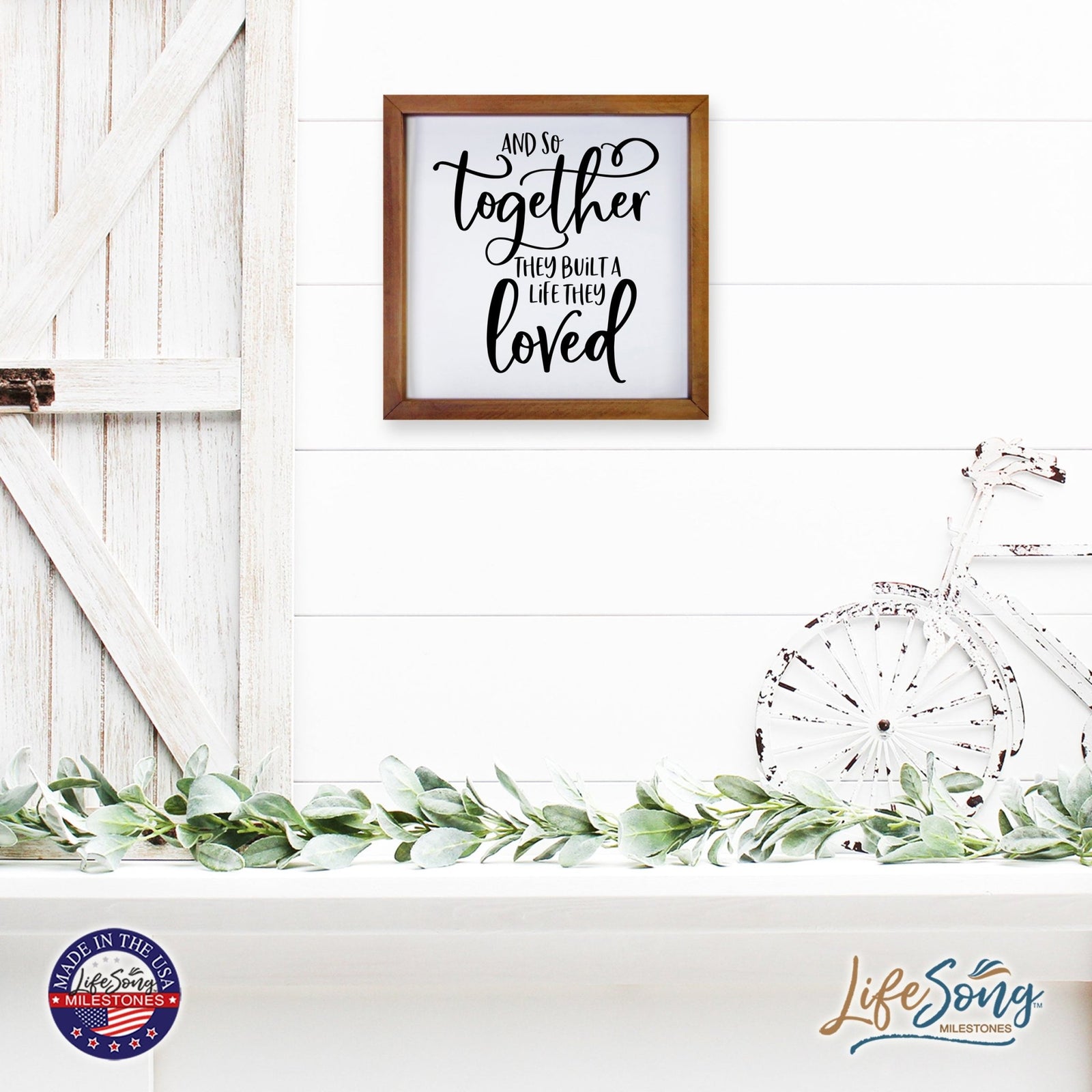 Inspiring Modern Framed Shadow Box 7x7in - And So Together They Built A Life - LifeSong Milestones