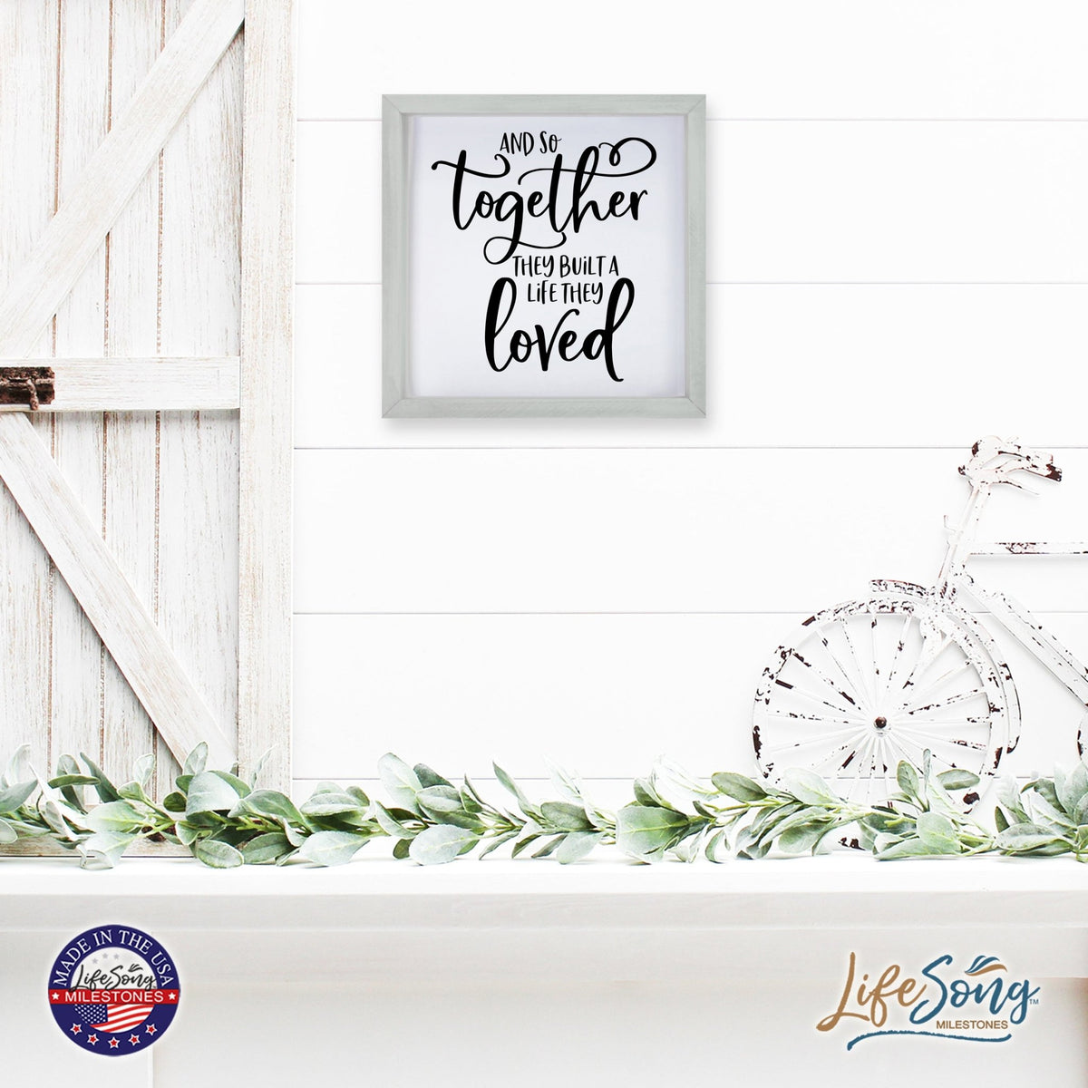 Inspiring Modern Framed Shadow Box 7x7in - And So Together They Built A Life - LifeSong Milestones