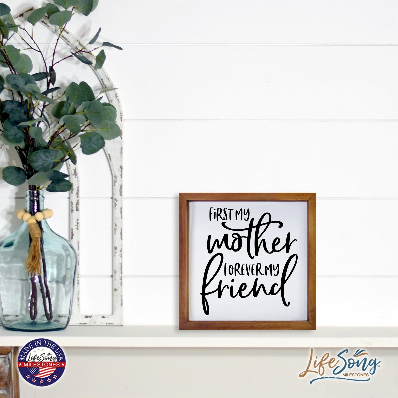 Inspiring Modern Framed Shadow Box 7x7in - First My Mother Forever My Friend - LifeSong Milestones
