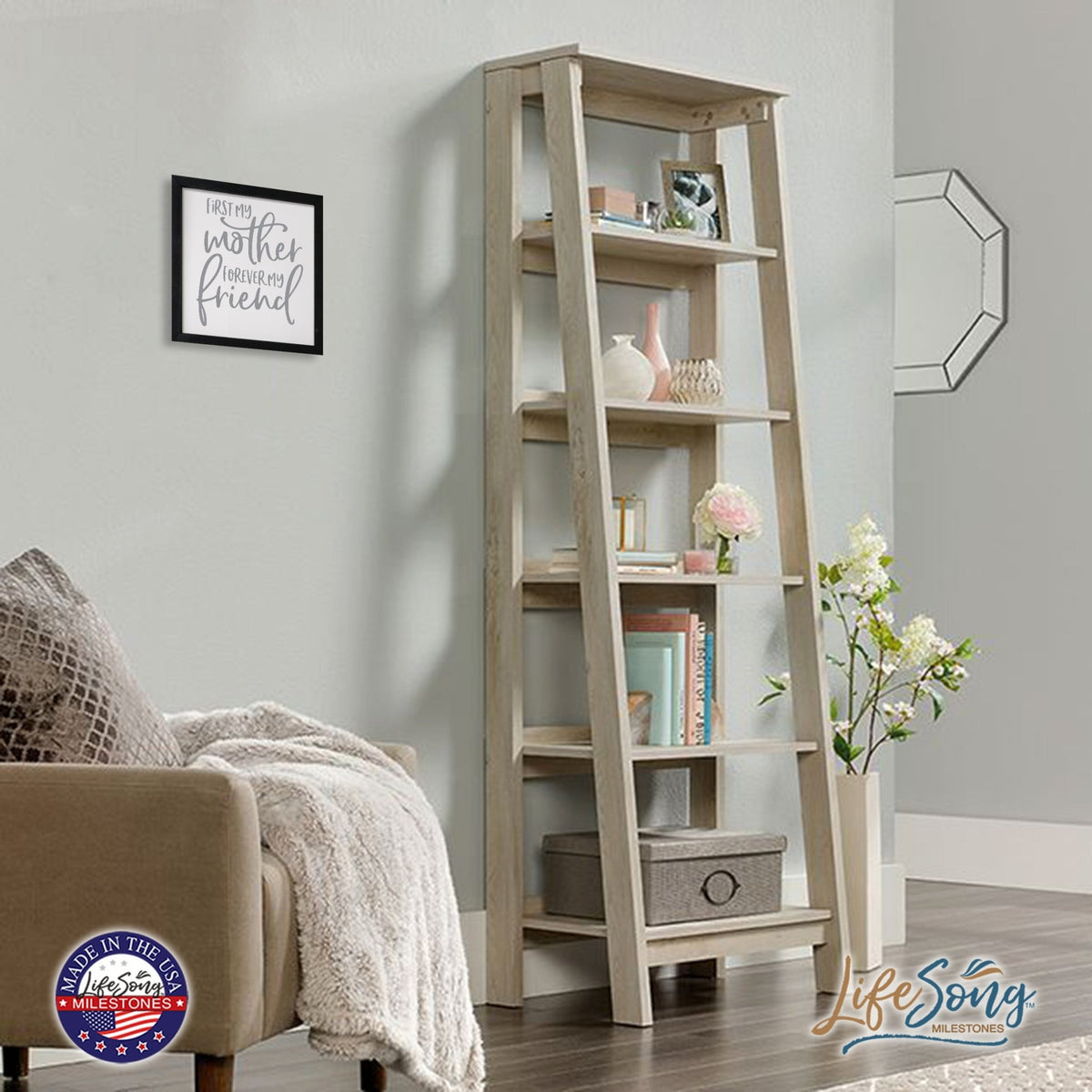 Inspiring Modern Framed Shadow Box 7x7in - First My Mother Forever My Friend - LifeSong Milestones