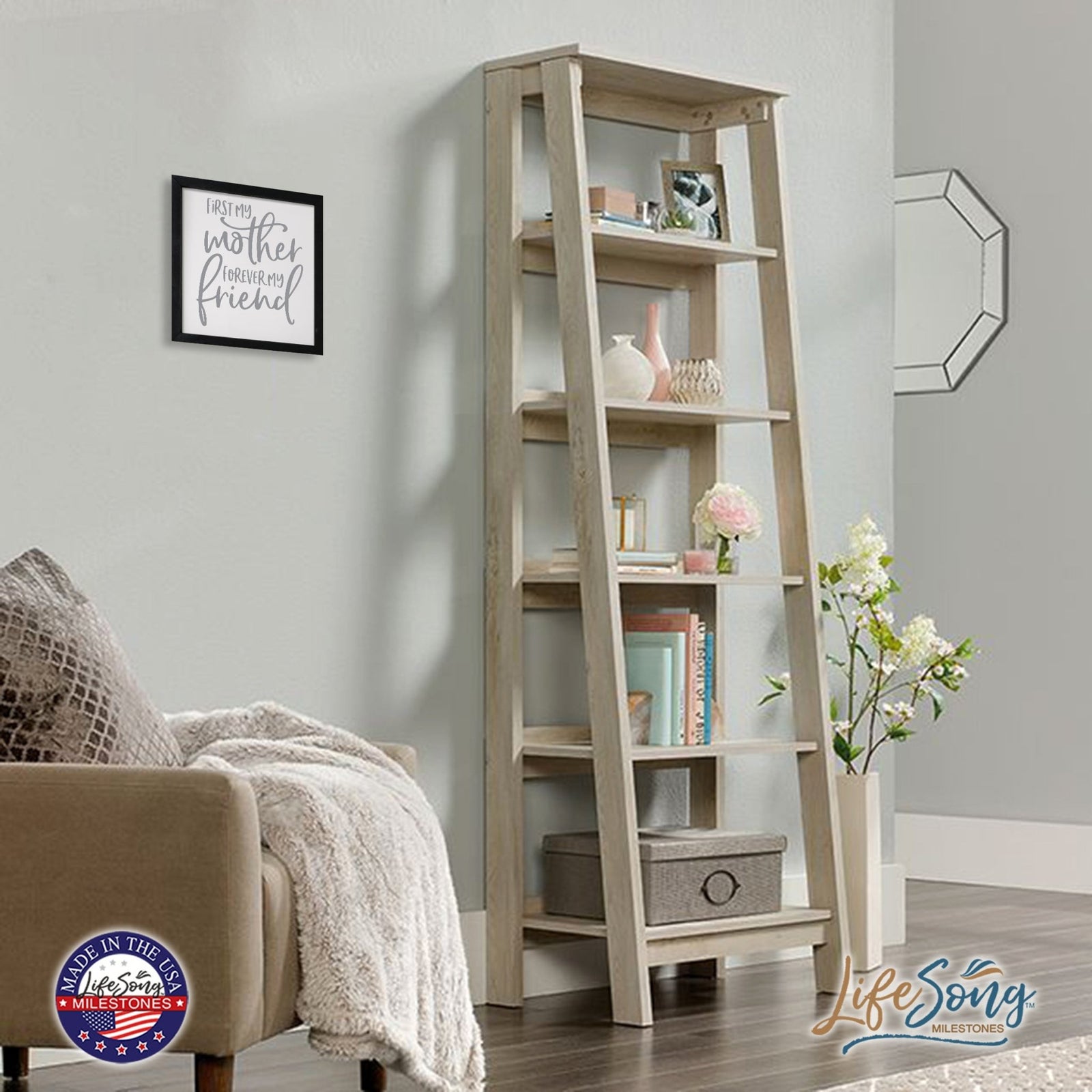 Inspiring Modern Framed Shadow Box 7x7in - First My Mother Forever My Friend - LifeSong Milestones