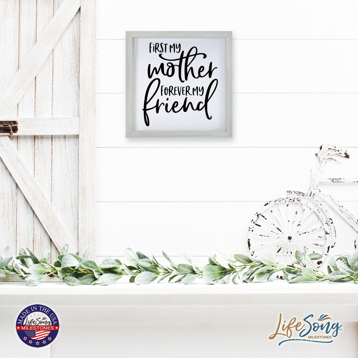 Inspiring Modern Framed Shadow Box 7x7in - First My Mother Forever My Friend - LifeSong Milestones