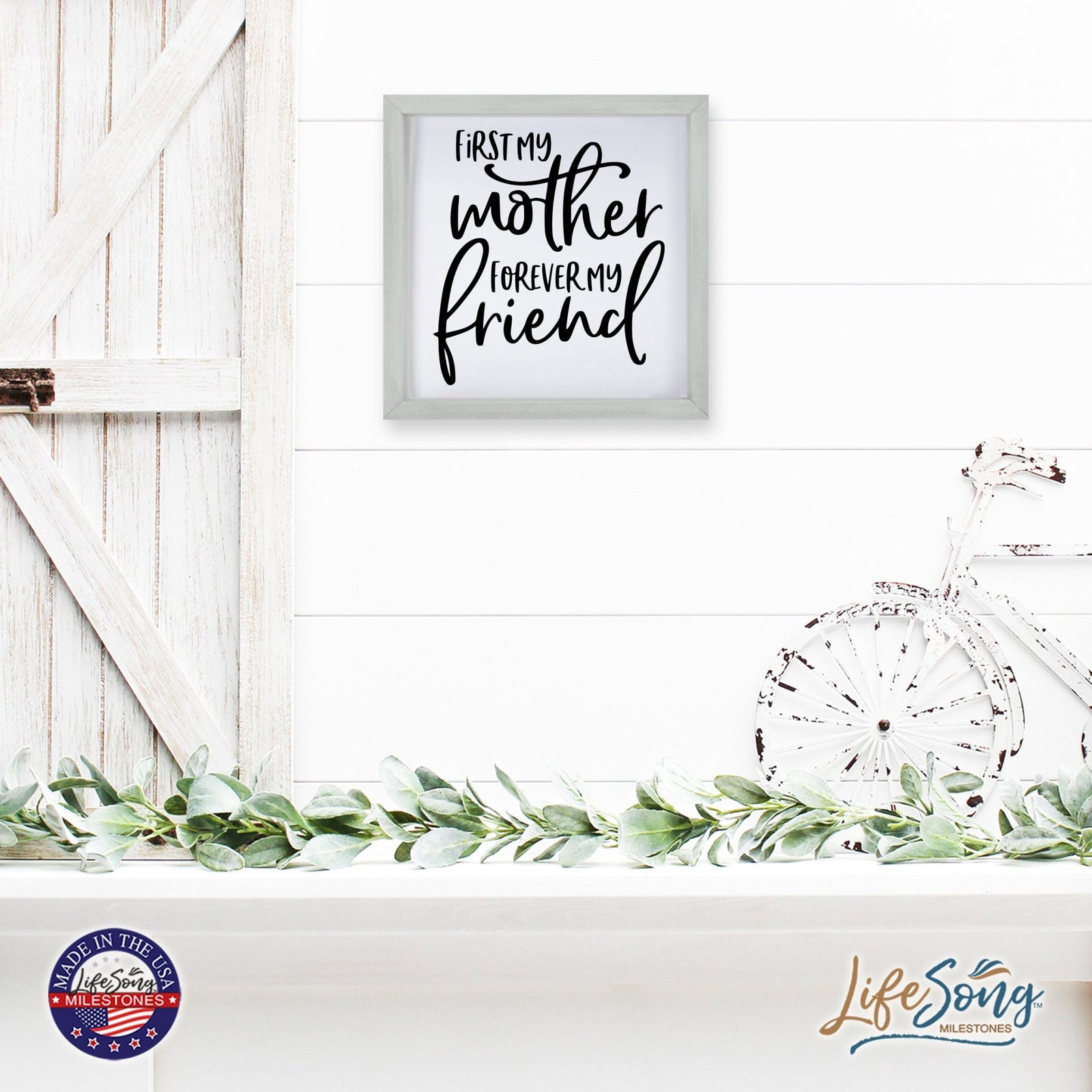 Inspiring Modern Framed Shadow Box 7x7in - First My Mother Forever My Friend - LifeSong Milestones