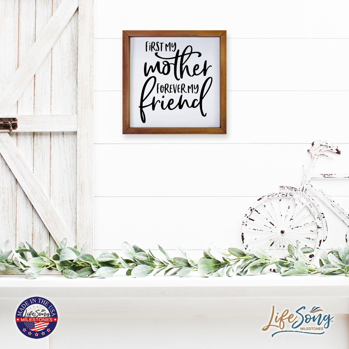 Inspiring Modern Framed Shadow Box 7x7in - First My Mother Forever My Friend - LifeSong Milestones