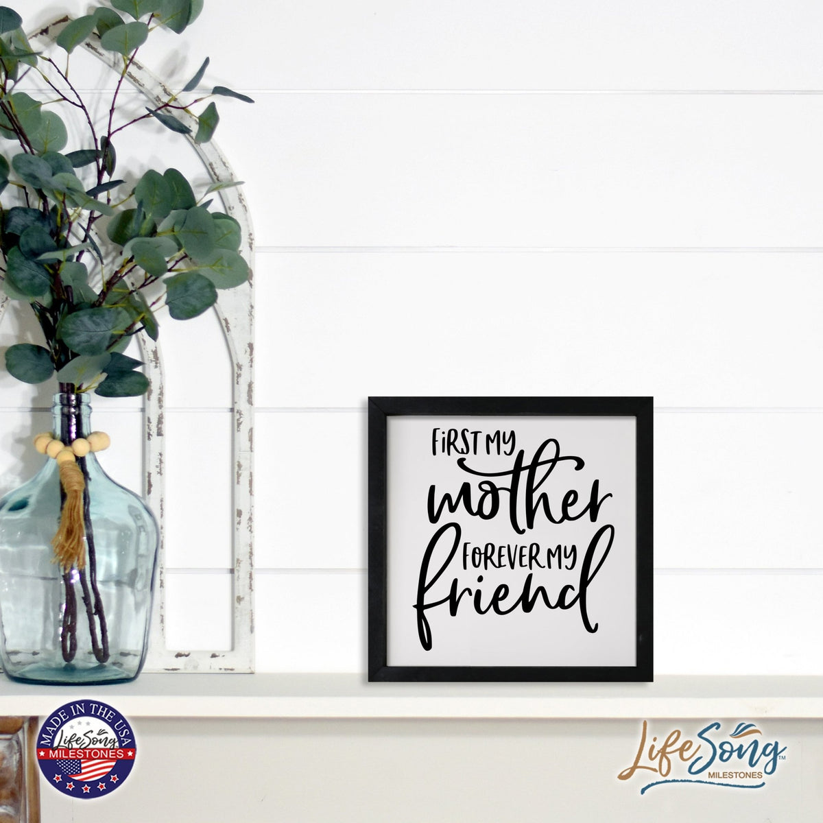 Inspiring Modern Framed Shadow Box 7x7in - First My Mother Forever My Friend - LifeSong Milestones